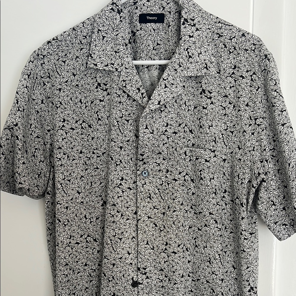 Theory Men's Black and White Floral Shirt